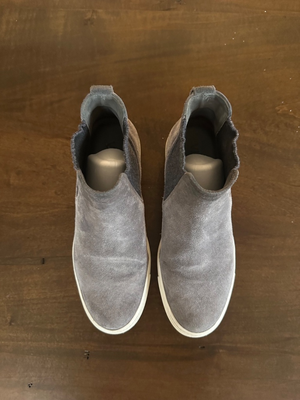 Vince High Top Sneakers Suede Slip On Ankle Boots Shoes Grey Women's Sz 7 / 37.5 - Picture 2 of 11